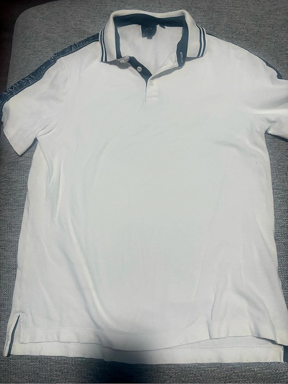 Armani Exchange Logo Tape Short Sleeve Polo Shirt Men's White Polo